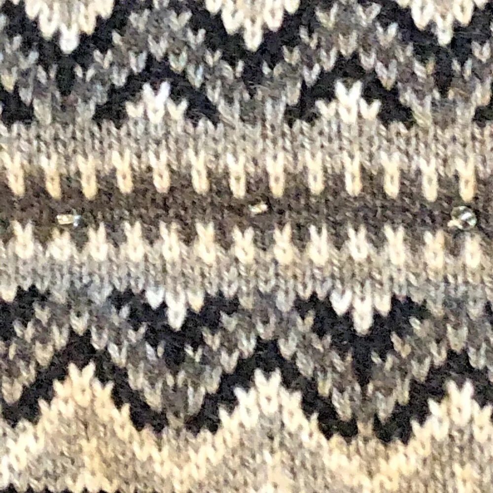Talbots Lambswool Nordic Cardigan Womens Size M Elegant Beaded Artsy Sweater